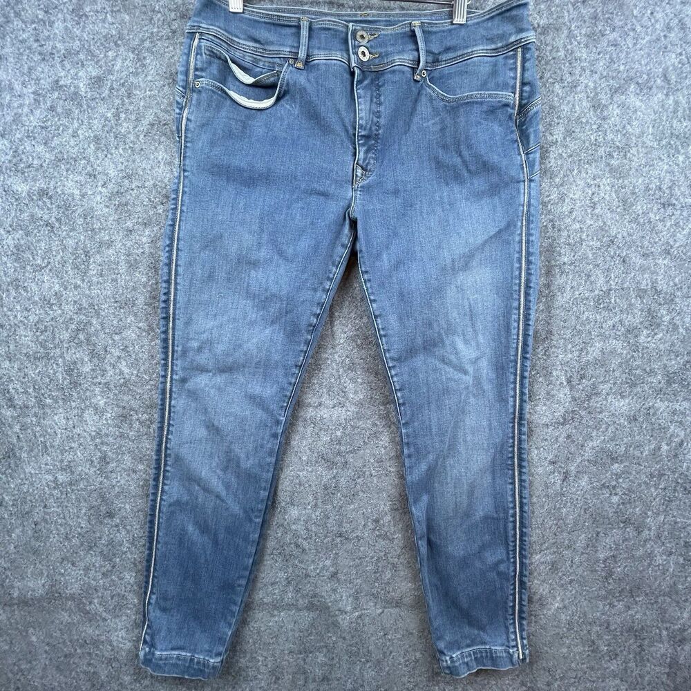 Salsa Jeans Womens 33W Push In Secret Stretch Taper Cropped Faux‎ Zipper Side